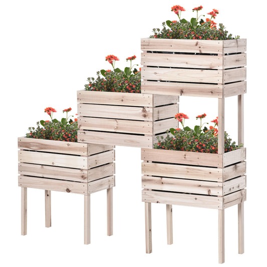 JUSTLIVE NEST® Verlane Raised Bed Kit – 4PC ModuWood Planters with Liners, DIY Layout Garden System