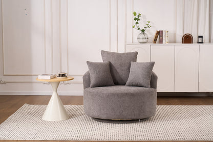 Elysian Swivel Comfort – Premium Gray Crochet Yarn Chair with Full Cushioning
