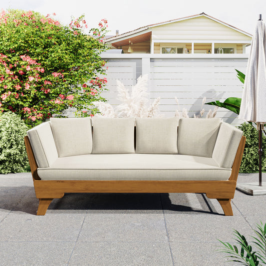 Willow Deep Lounge Chair – Woven Outdoor Armchair with Golden Brown Frame & Wheat Beige Cushion