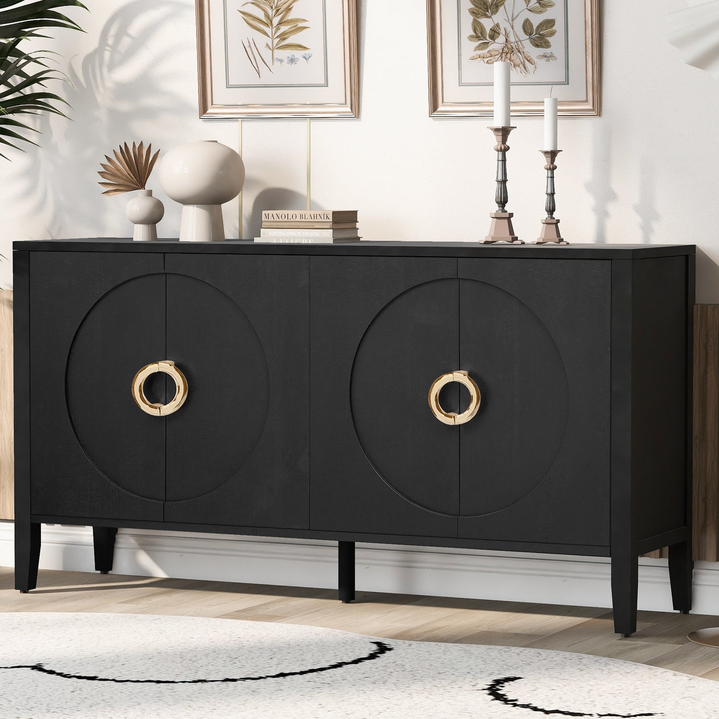 Luxora Veneer Cabinet – Fir Textured Sideboard for Entryway, Corridor, or Study