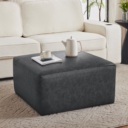 Tanfiel Ottoman – Noirhide Surface, CubeNest Form