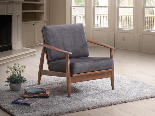 Alisyn Chair – Charcoal Weave, Chestnutwood Frame, LoungeFit Design