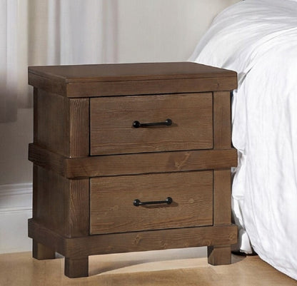 Andryn Classic Stand – Antique Oak Nightstand with 2 Drawers in Traditional Style