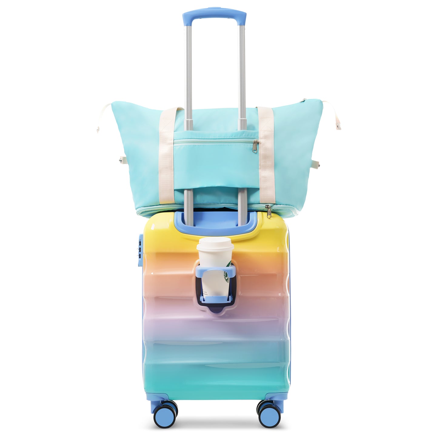 Jetera 2 - Piece Carry - On Set – 20" Glossy Hardshell Suitcase with Cup Holder, Spinner Wheels & TSA Lock - JUSTLIVE NESTJUSTLIVE NEST