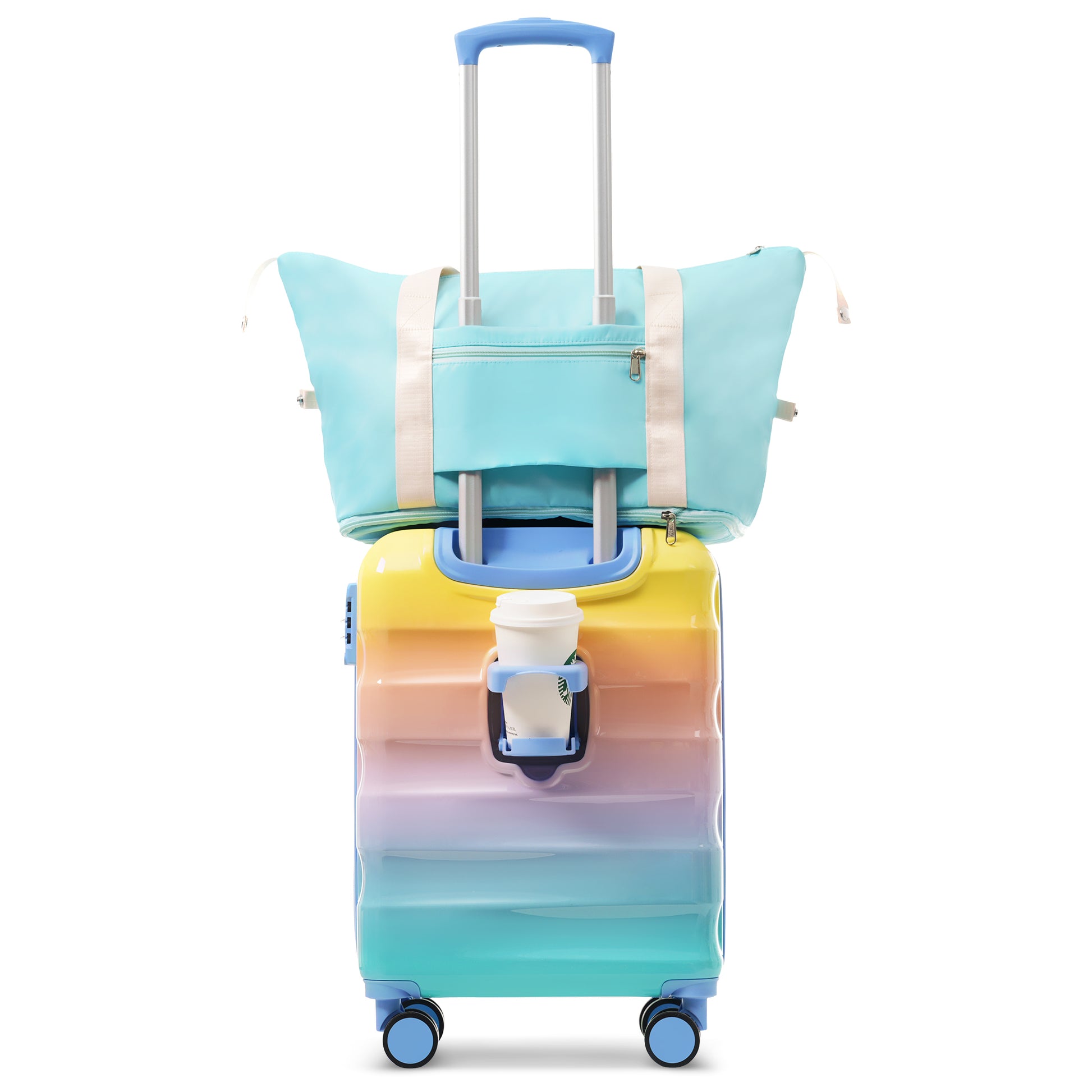 Jetera 2 - Piece Carry - On Set – 20" Glossy Hardshell Suitcase with Cup Holder, Spinner Wheels & TSA Lock - JUSTLIVE NESTJUSTLIVE NEST