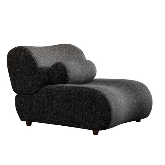 Vellin Modular Sofa – Black Chenille 36" Seat with Moveable Lumbar Pillow