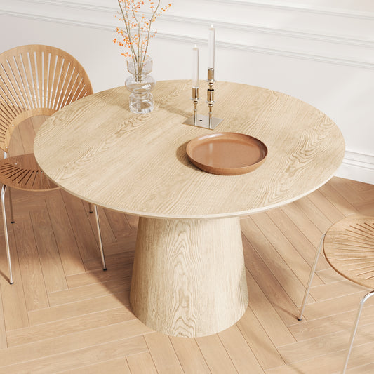 Lunara 43'' Round Dining Table – Natural Wood Finish, Minimalist Style