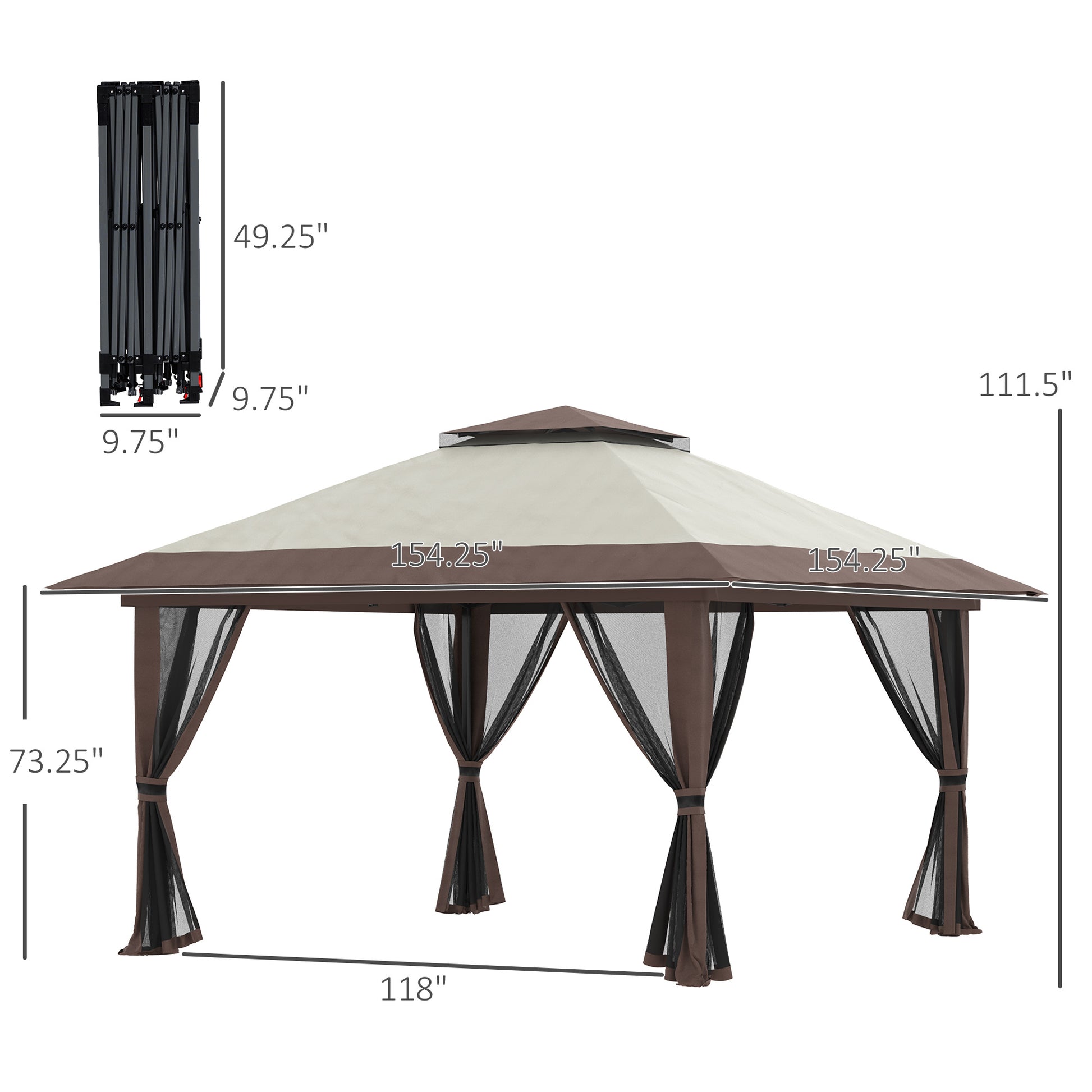 Aurelia 13' Pop - Up Canopy Gazebo – Instant Beige Shelter with Netting, Carry Bag & Sand Weights - JUSTLIVE NESTJUSTLIVE NEST