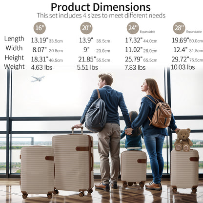 Jetera 4 - Piece ABS Travel Set – Lightweight Hard Shell Luggage with Spinner Wheels, Packing Cubes & TSA Lock (16/20/24/28") - JUSTLIVE NESTJUSTLIVE NEST