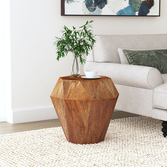 Pringle Side Table – Naturashade OctaCut in Solid Mangowood