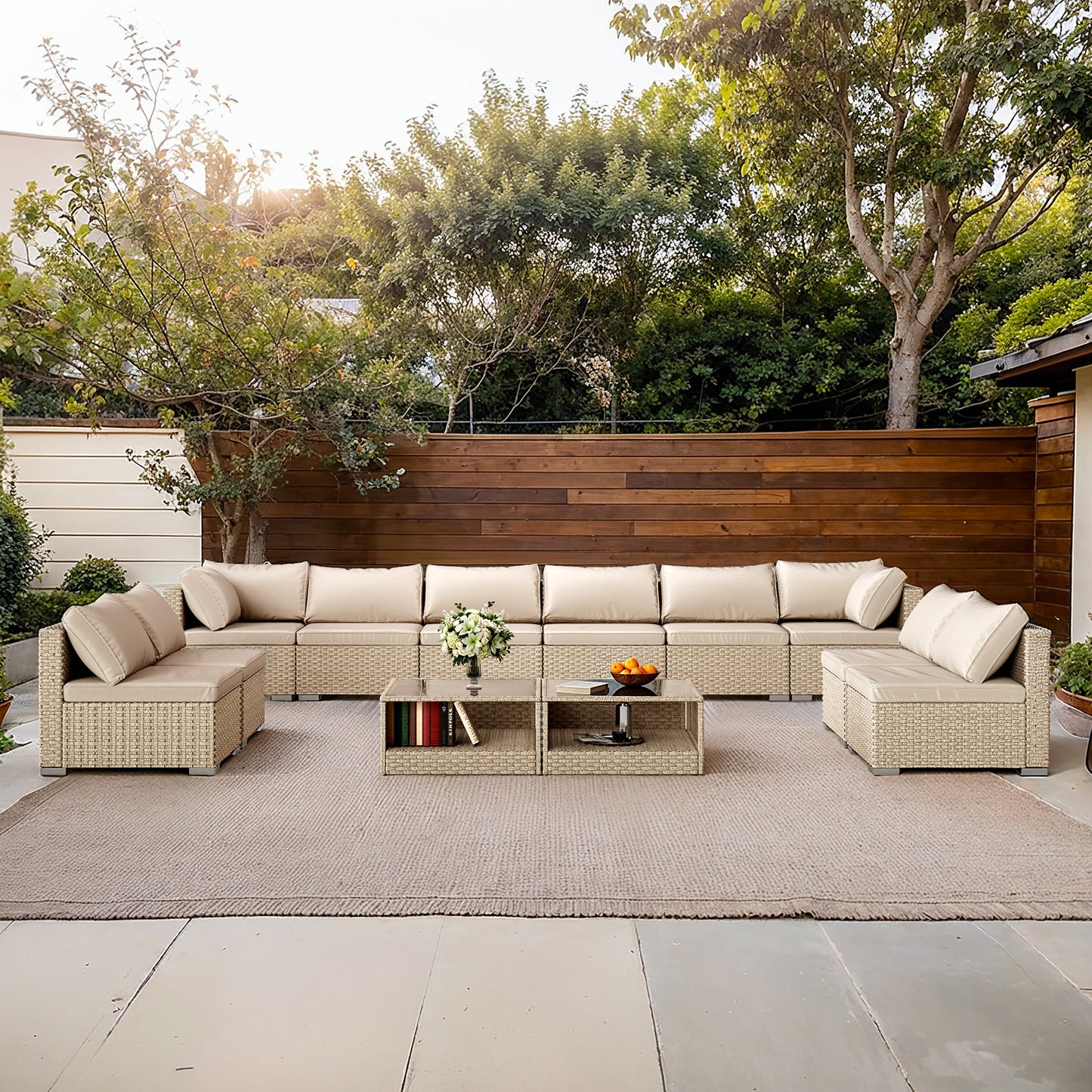 Solvara 12-Piece Outdoor Set – Complete Modular Sofa & Dining Combo for Patio Entertaining
