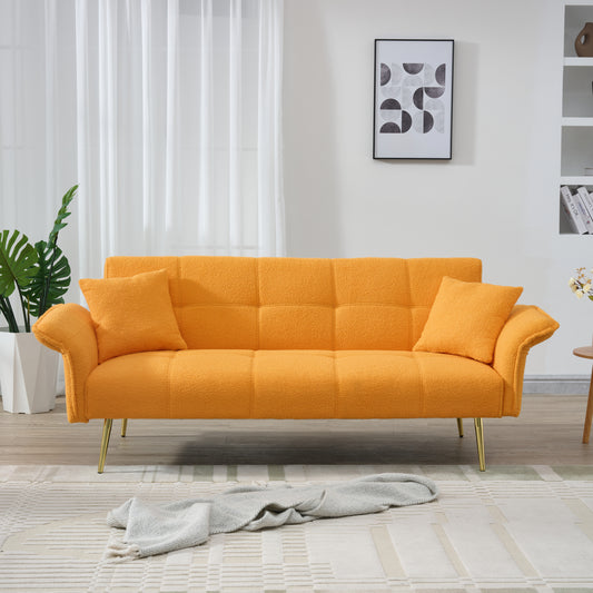 70' Convertible Cozy Lounger – Teddy Fleece Loveseat Sofa Bed with Adjustable Arms & Back