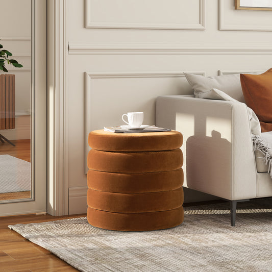 Ovaira Ottoman – EmberVelvet Wrap, DeepNest Round Core