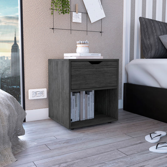 Aberin Table – 19.7" Nightstand End Table with Open Shelf in Soft Neutral Tone
