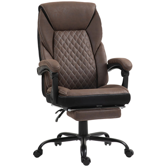 HOMCOM Recliner Chair – Dark Brown Big & Tall Executive Office Chair with Footrest