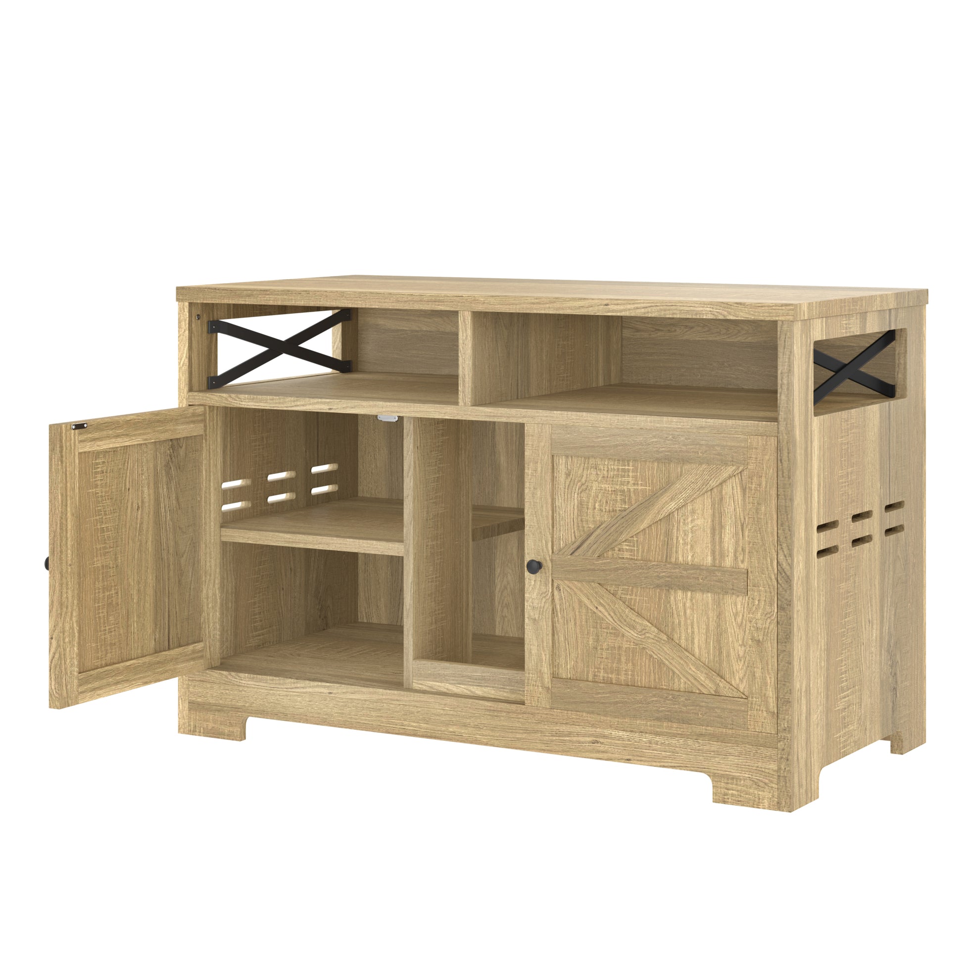 Nuvio Double Litter Enclosure – Brown Hidden Cat Box for 2 Cats with Side Table & Farmhouse Styling - JUSTLIVE NESTJUSTLIVE NEST