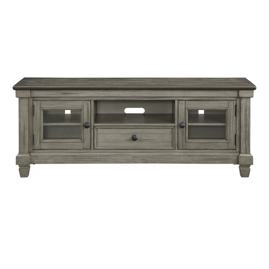 Rosvel Console – Coffee + Antique Gray Wood TV Stand with Drawers