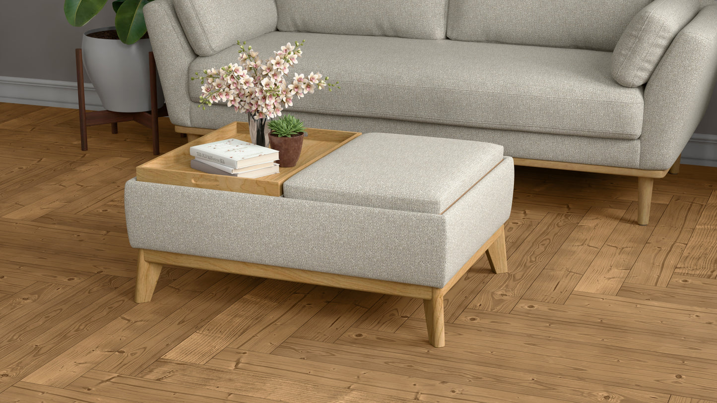 Revel Traybench – Reversible Ottoman in Soft Tan Fauxhide