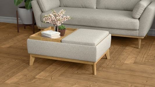 Revel Traybench – Reversible Ottoman in Soft Tan Fauxhide