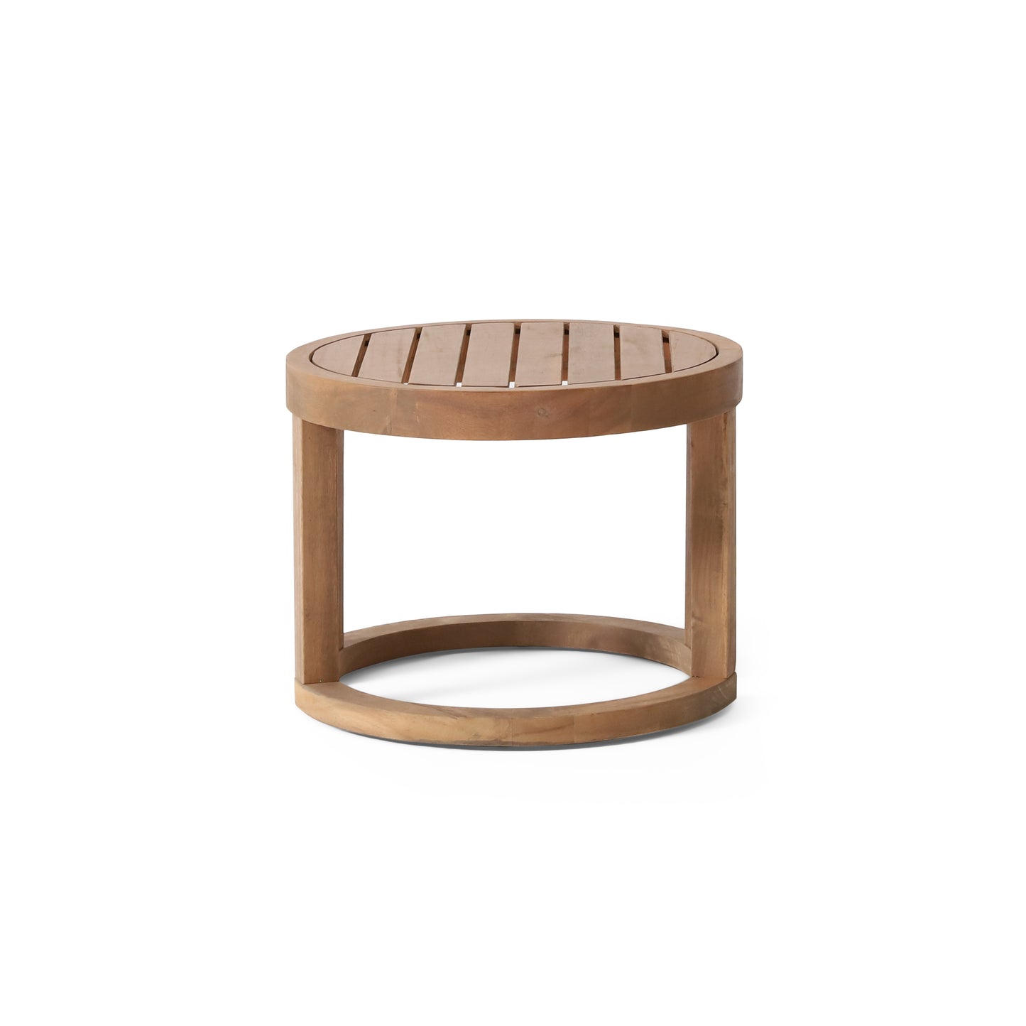 Avero Acacia Side Table – 18" Brown Wash Wood Table for Porch or Poolside