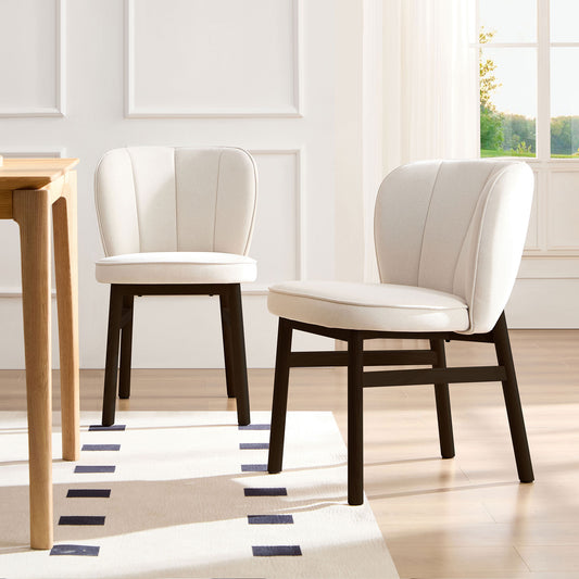 Ashra Shell Chairs – 2 Upholstered Dining Seats with Ash Wood Frame, Armless Design