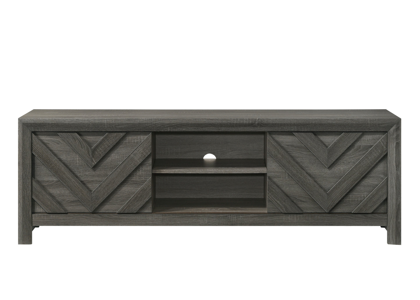 Geomora Console – Grey TV Stand with Rustic Geometric Design