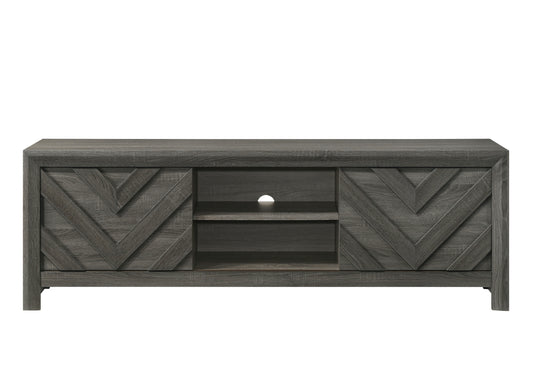 Geomora Console – Grey TV Stand with Rustic Geometric Design
