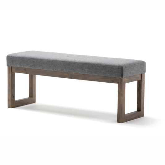 Enda Bench – Oversized Gray Upholstered Storage Seat