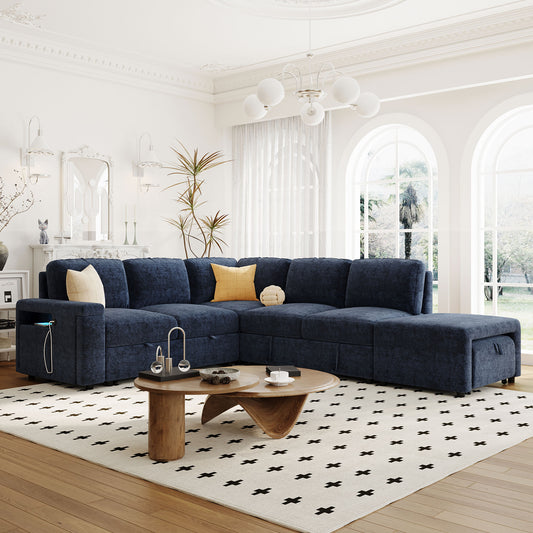 TechLounger™ Nova Edition – Multi-Function Comfort Sofa with Hidden Perks (Blue)