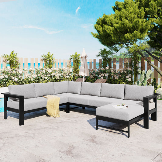 Solvara U-Shaped Sectional – Multi-Seat Outdoor Sofa Set for Garden, Backyard, or Balcony