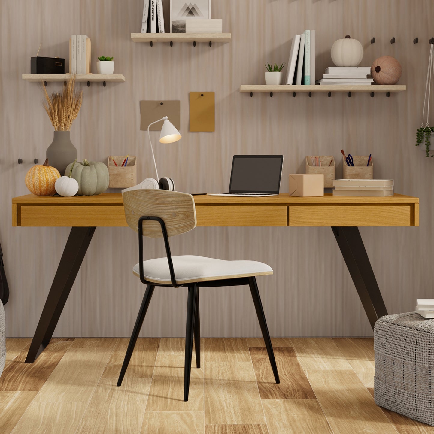 Lowry XL Desk – Wide Home Office Table with Full-Length Storage Drawers