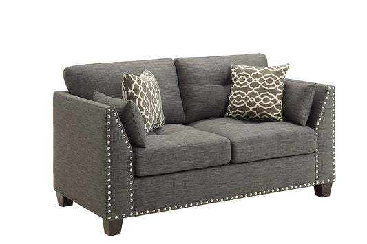 HavenLoom™ Light Charcoal Loveseat – Plush 2-Seater with 4 Accent Pillows