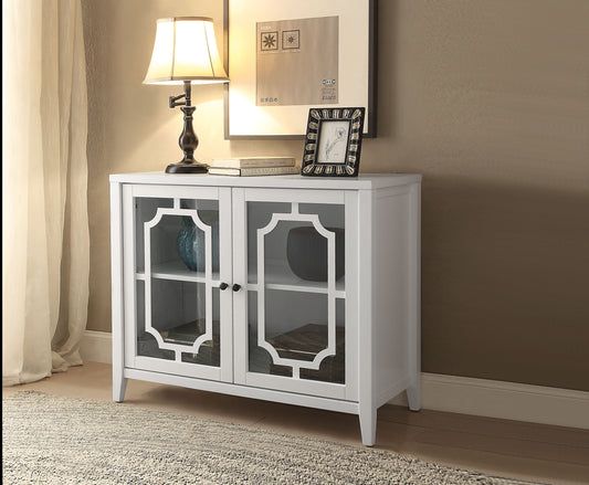 Cearra Console – White Finish Accent Cabinet with Minimalist Body