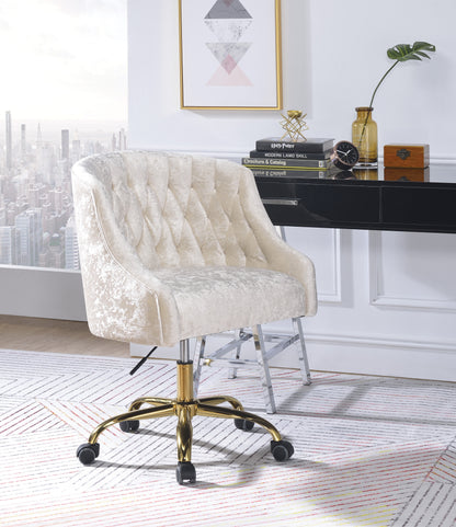 Levian Luxe Chair – Vintage Cream Velvet Office Chair with Gold Metal Base