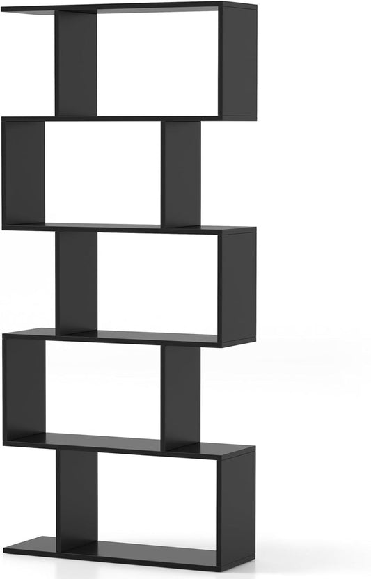 Vellin Slim Shelf – 5-Layer Black Minimal Bookshelf for Small Spaces