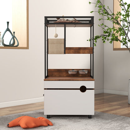 Nuvio Cat Tower Enclosure – Multi - Level Tree with Integrated Hidden Litter Cabinet & Climbing Zones - JUSTLIVE NESTJUSTLIVE NEST