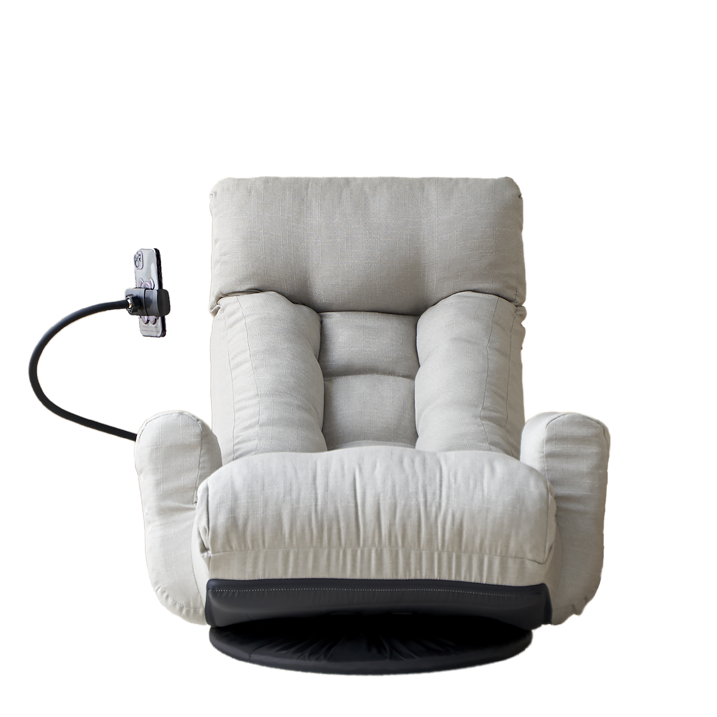 Aurelo Swivel Chair – 360° Grey Lounge Seat with Headrest and Gaming Support