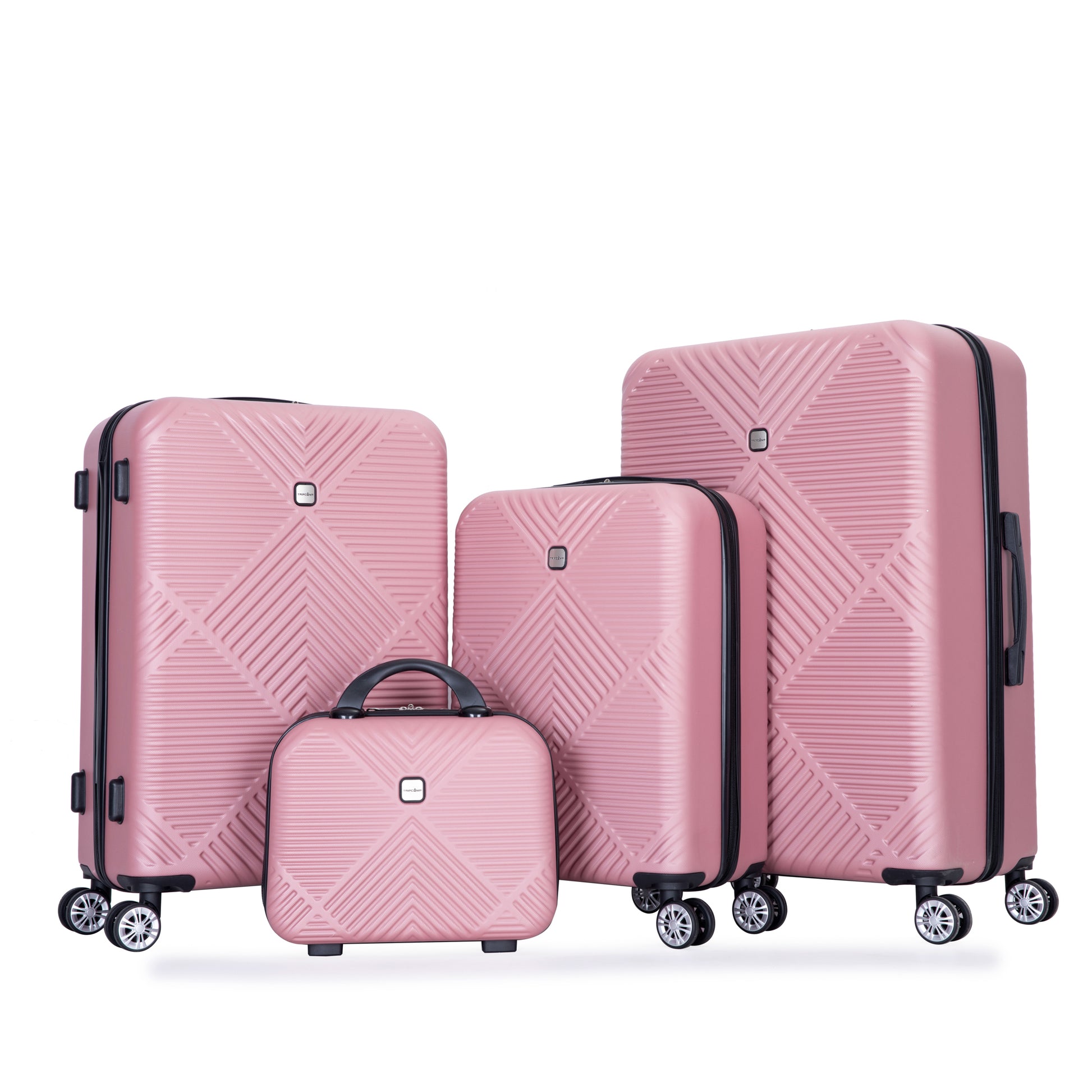 Jetera 4 - Piece ABS Luggage Set – Pink Lightweight Suitcases with Spinner Wheels & Makeup Box (14/20/24/28") - JUSTLIVE NESTJUSTLIVE NEST