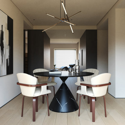 Bendro Dining Chairs – 2 Swivel Seats in Black & White PU with Mid-Century Frame
