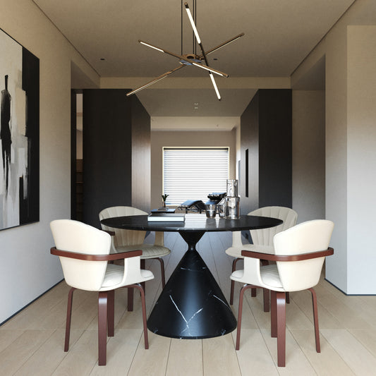 Bendro Dining Chairs – 2 Swivel Seats in Black & White PU with Mid-Century Frame