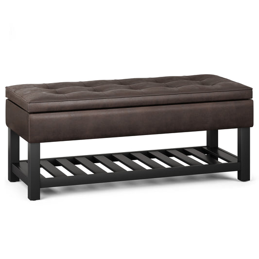 Cosmo Bench – Open-Base Storage Seat in Distressed Brown