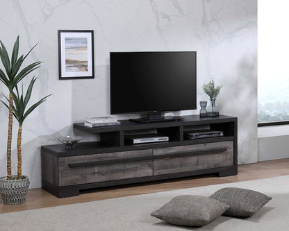 Gravon Console – Black & Grey Wood TV Stand with 2 Drawers