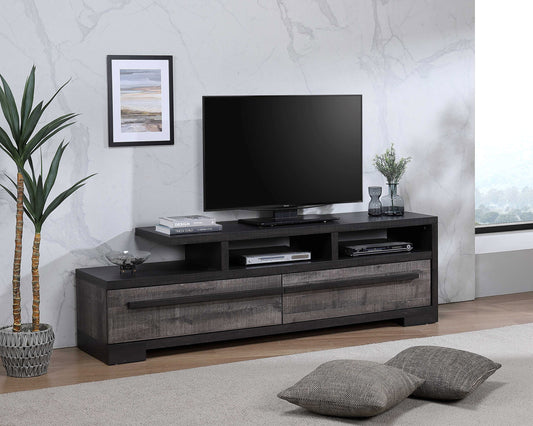 Gravon Console – Black & Grey Wood TV Stand with 2 Drawers