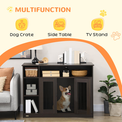 Hollo Dog Crate Table – Brown Dual - Use Pet Crate with Adjustable Shelf & Wide Top Surface (47") - JUSTLIVE NESTJUSTLIVE NEST