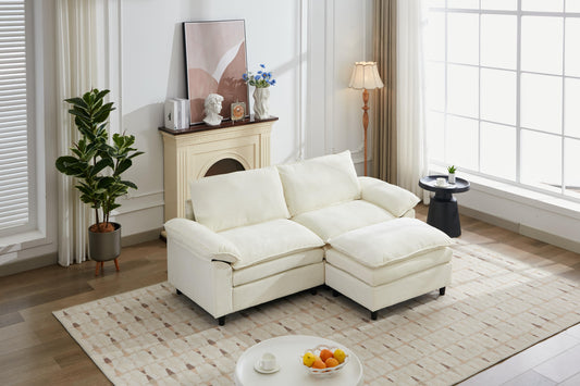 NestEdge ‘LuxeNest” Sectional Set – Beige Modular Sofa + Ottoman | Left/Right Facing Comfort