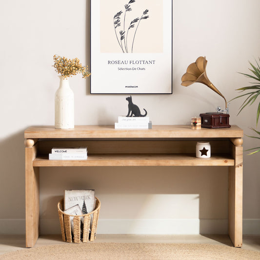 Fynmoor Console Table – Naturage Woodgrain with NarrowFrame Storage