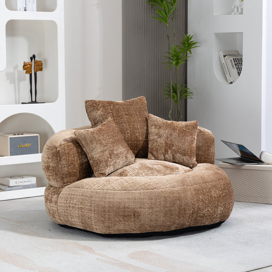 Coolmore Highback Lounger – Coffee Chenille Bean Sofa with Pillows for Indoor/Outdoor Use
