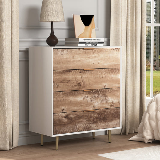 Tavik 4-Drawer Tall Dresser – Metal Legs, Tip-Safe Chest for Bedroom or Living Room