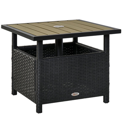 JUSTLIVE NEST® Rovian Wicker Side Table – UmbraPort Insert, SteelCore Frame, Black & Tan Finish