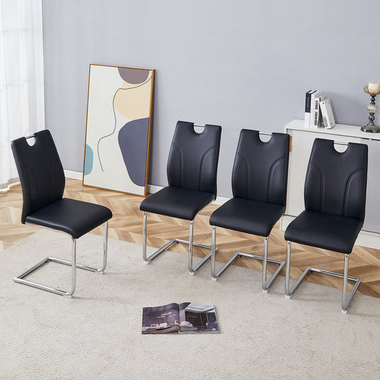 Zelto Armchair Set – 4 Black Modern Dining Chairs with Armrests, Sleek Look